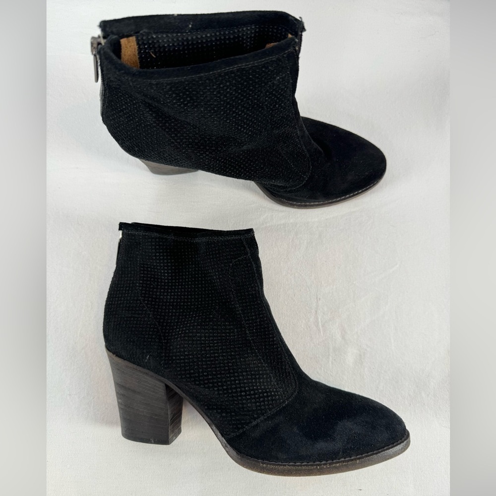 Aquatalia Perforated Suede Bootie in Black Size 8.5